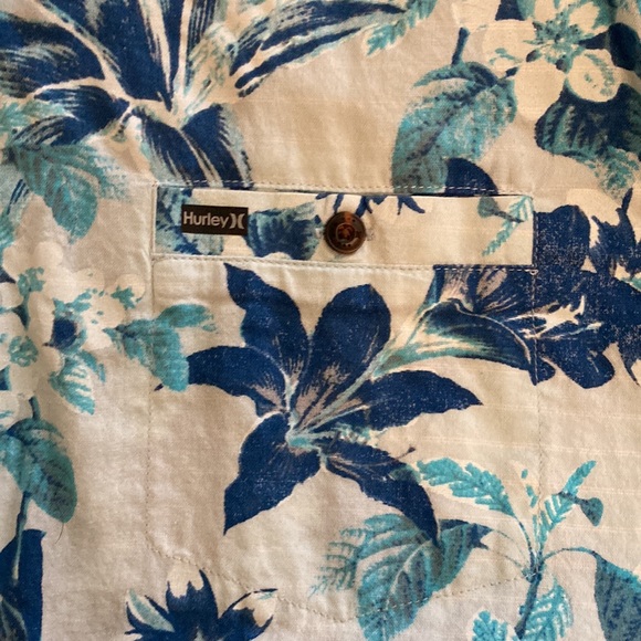 Blue  Hurley Hawaiian print Shirt small - Picture 3 of 4
